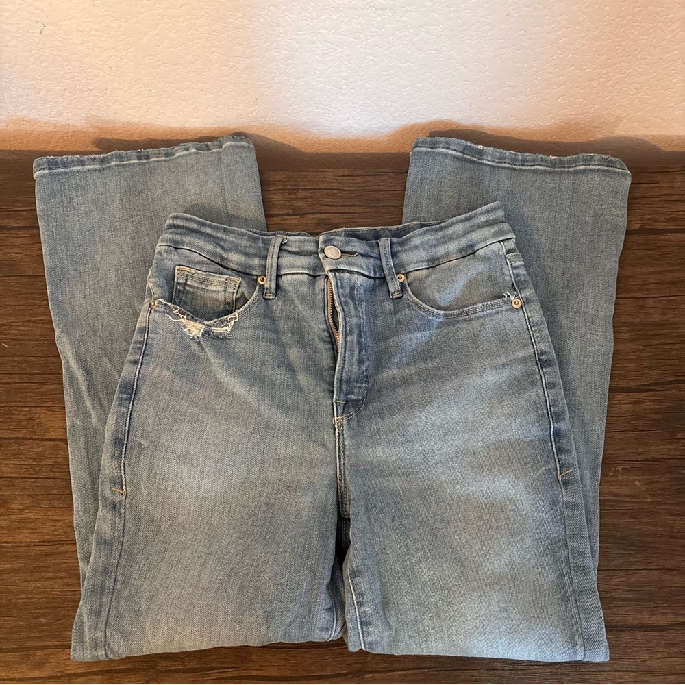 Good American good legs crop mini boot jeans size waist 29 - Picture 1 of 5